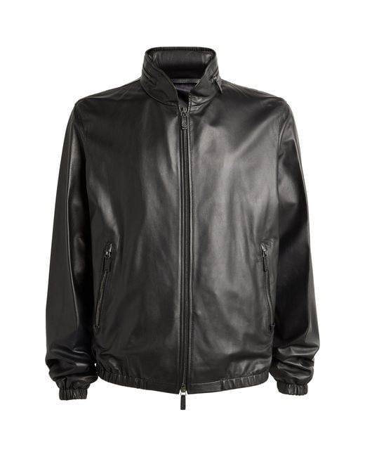Giorgio Armani Black Leather Jacket for men