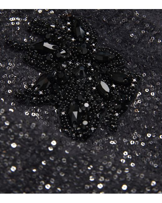 Erdem Blue Wool-Blend Sequin Cardigan