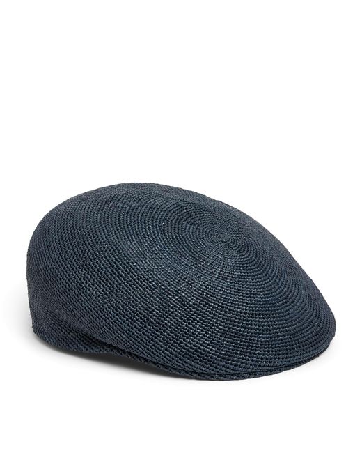 Borsalino Blue Raffia Miami Flat Beret for men