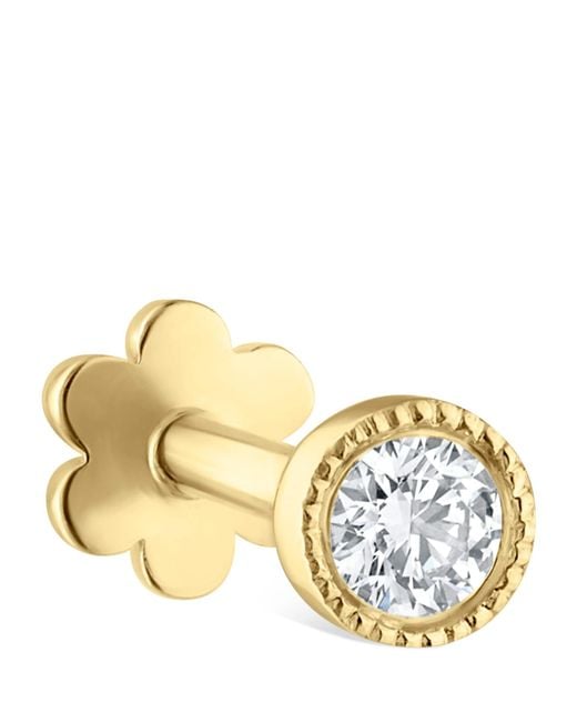 Maria Tash Metallic Scalloped Set Diamond Threaded Stud Earring