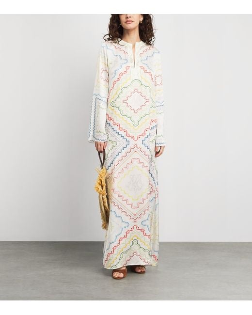 Mary Katrantzou White Collins Maxi Kaftan