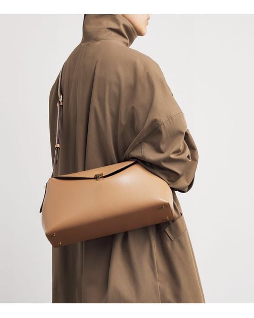 Totême Natural Large Leather T-Lock Top-Handle Bag