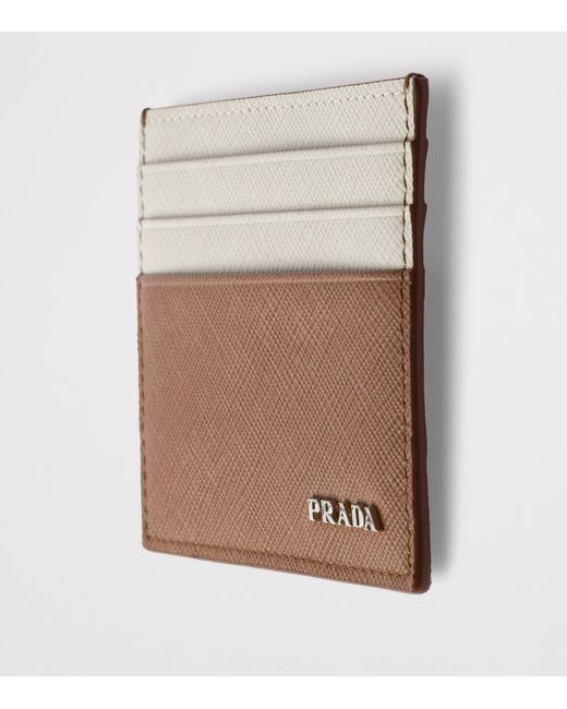 Prada Brown Saffiano Leather Card Holder for men