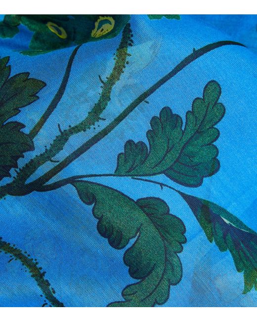 Erdem Blue Cotton-silk Floral Kaftan