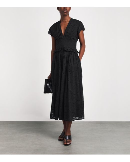 Tory Burch Black Broderie Anglaise Midi Dress