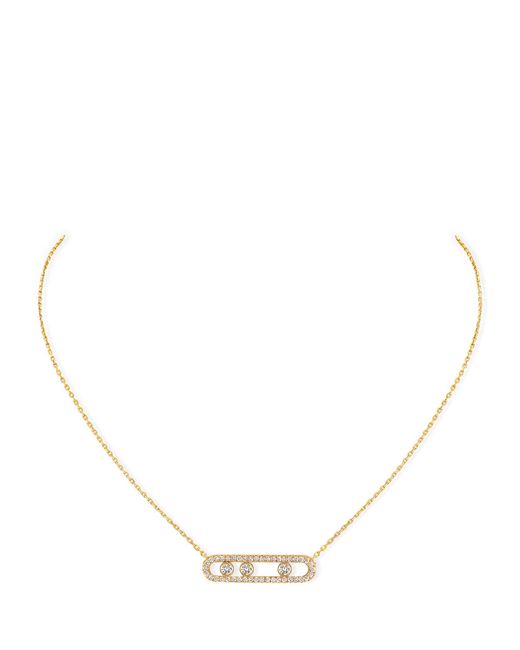 Messika Natural Yellow Gold And Diamond Move Classique Pavé Necklace