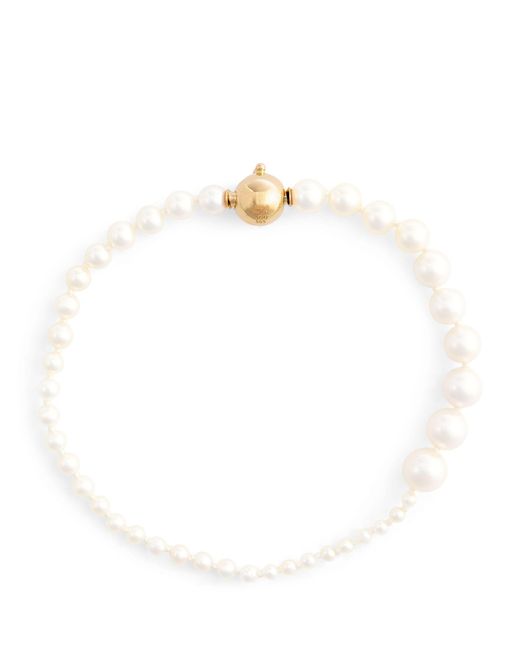 Sophie Bille Brahe White Small Yellow Gold And Pearl Peggy Bracelet