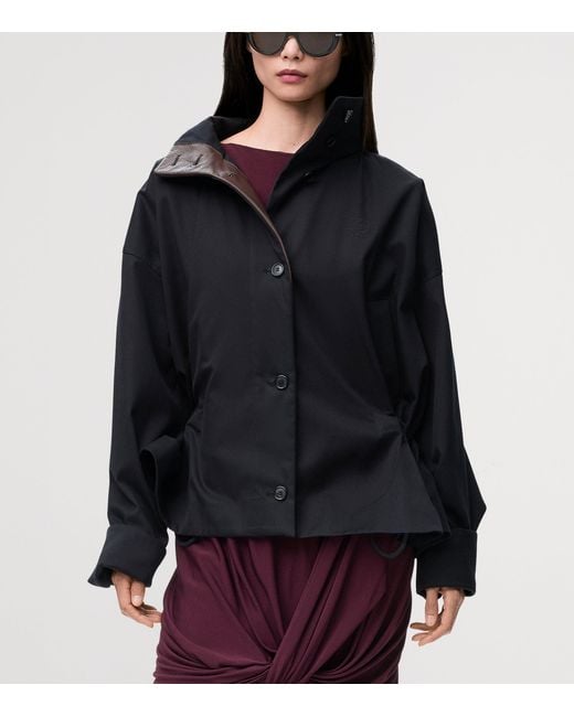 Loewe Black Peplum-Hem Hooded Parka