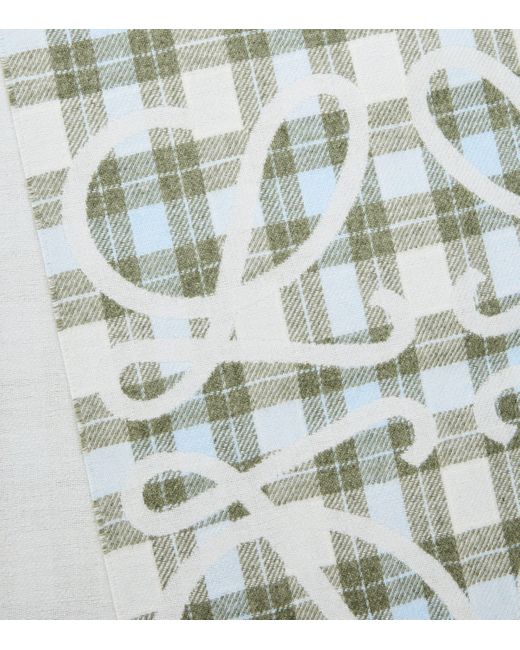 Loewe White Silk-Cashmere Anagram Check Scarf