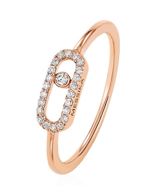 Messika White Pink Gold And Diamond Move Uno Ring