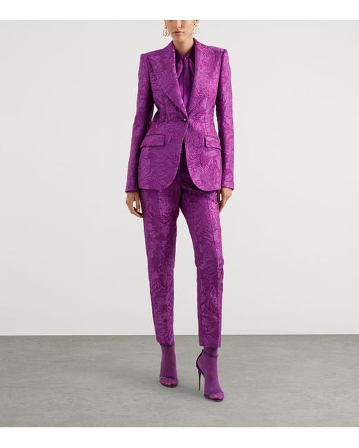 Dolce & Gabbana Purple Silk Pussybow Blouse