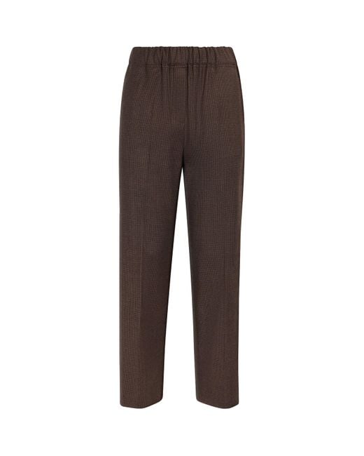 Weekend by Maxmara Brown Stretch-Wool Houndstooth Trousers
