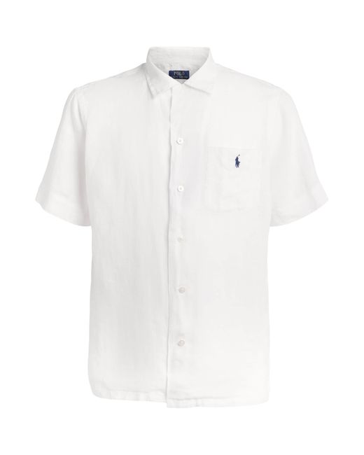 Polo Ralph Lauren White Linen Short-Sleeve Classic-Fit Shirt for men