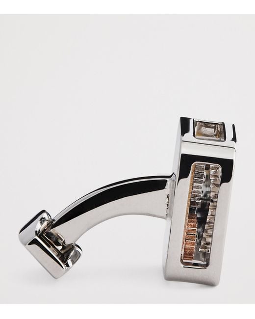 Tateossian Black Metal Quadrato Gear Cufflinks for men