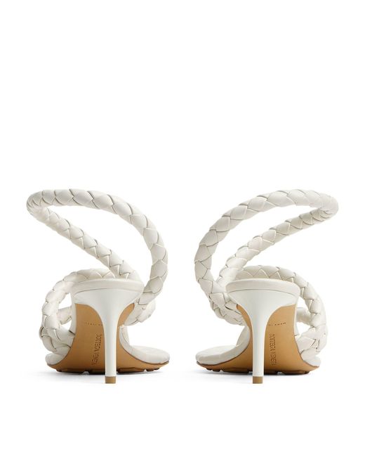 Bottega Veneta White Lambskin Leaf Sandals 60