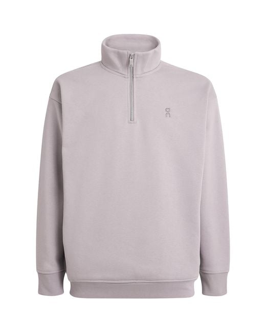 On Shoes Gray Cott-Blend Club Collective Quarter-Zip Sweatshirt for men