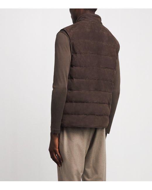 Corneliani Brown Reversible Suede Padded Gilet for men