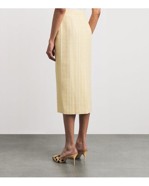 Alessandra Rich Natural Tweed Sequin-Embellished Midi Skirt