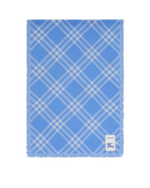 Burberry Blue Wool-Silk Check Scarf