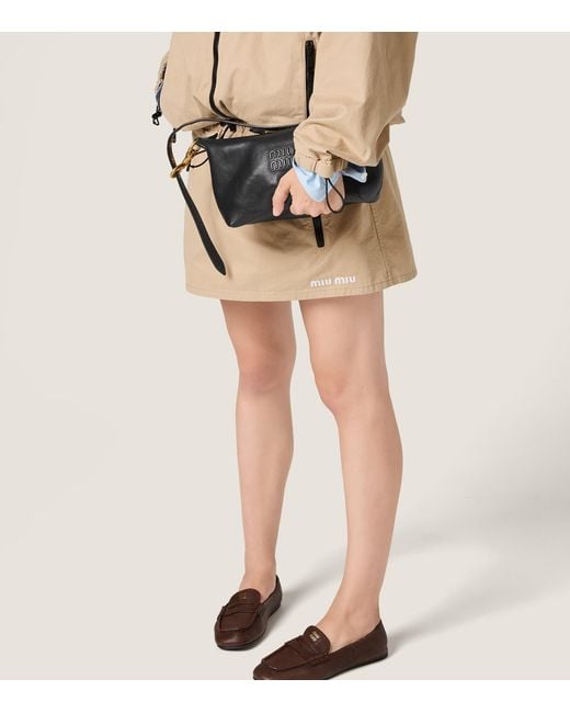 Miu Miu Black Small Nappa Leather Spirit Shoulder Bag