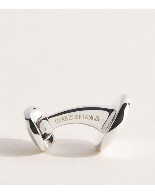 Deakin & Francis Natural Sterling Mother-Of-Pearl Round Cufflinks for men
