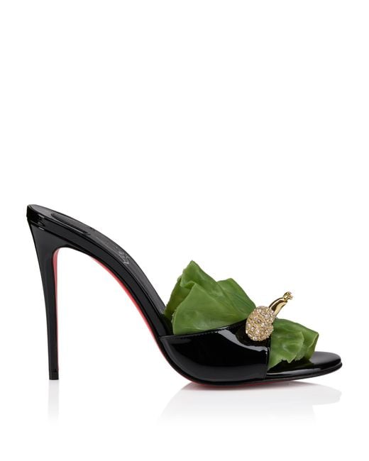 Christian Louboutin Green Einsnail On The Feet Patent Leather Mules 100