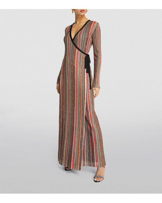 Missoni Brown Embellished Striped Maxi Dress