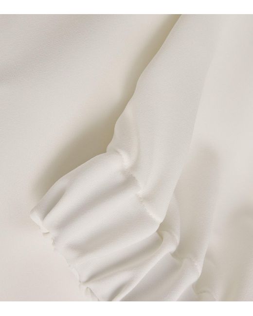 Max Mara White Cady Gathered-Cuff Pacos Blouse