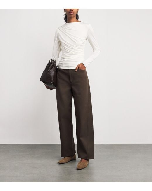 Anine Bing White Ruched Bray Top