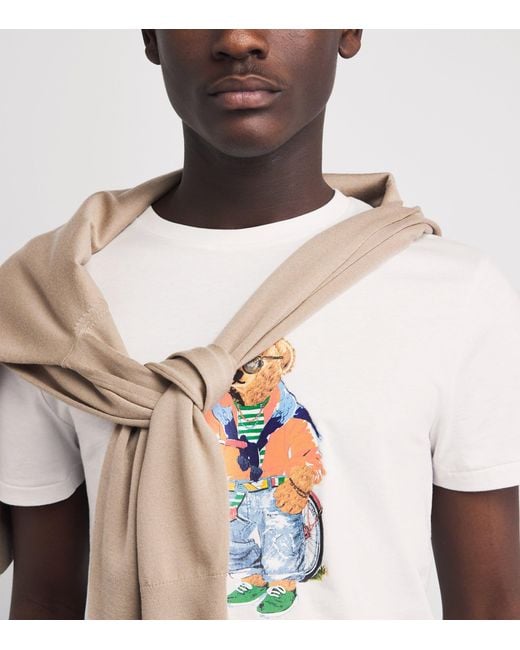 Polo Ralph Lauren White Cotton Polo Bear Bicycle Slim T-Shirt for men