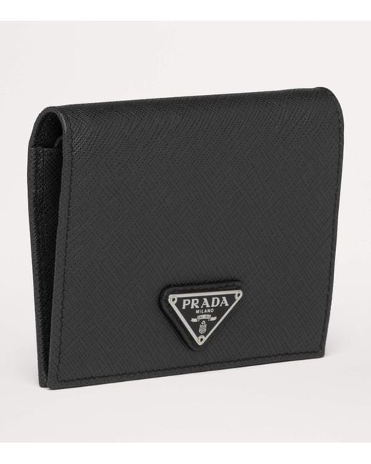 Prada Black Small Saffiano Leather Bifold Wallet