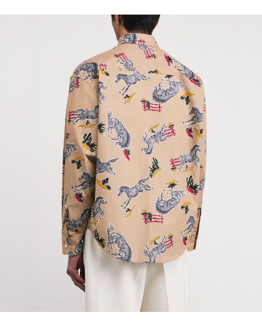 AMI Natural Cotton Horse Print Shirt for men