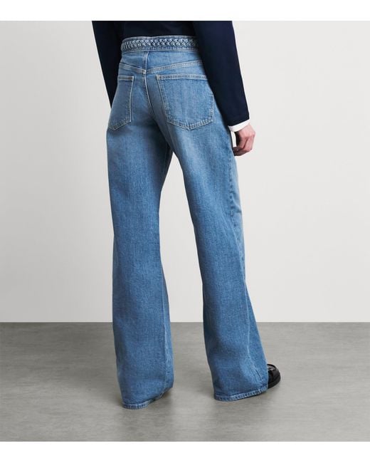Maje Blue Braided High-Rise Flared Jeans