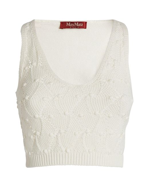 Max Mara White Knitted Ebbri Crop Top