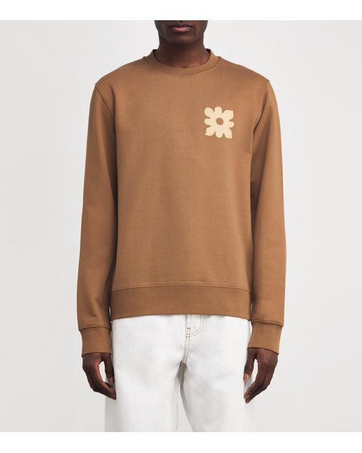 Sandro Brown Cotton Flower Patch Sweater for men