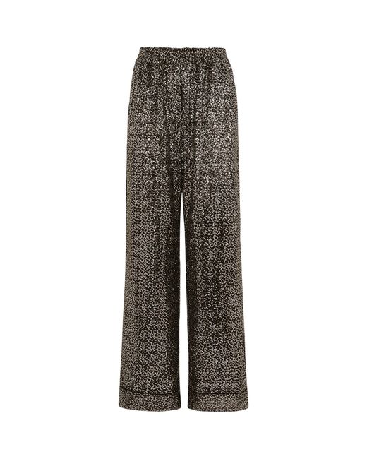 Dolce & Gabbana Gray Sequinned Wide-leg Trousers