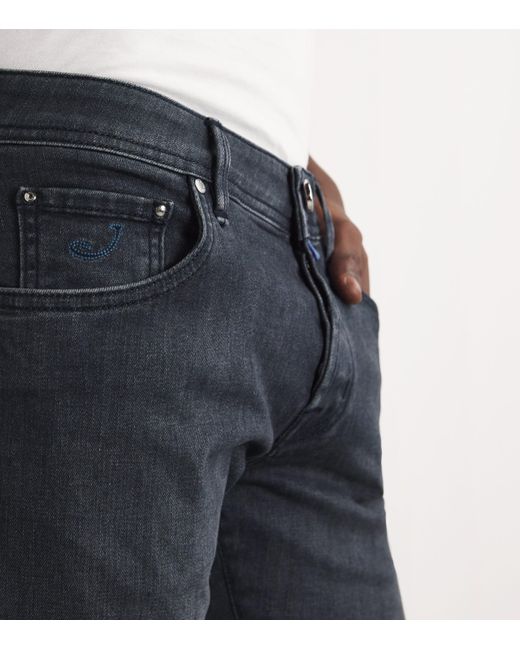 Jacob Cohen Blue Lizardskin-Patch Nick Slim Jeans for men