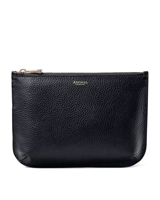 Aspinal Black Large Leather Ella Pouch