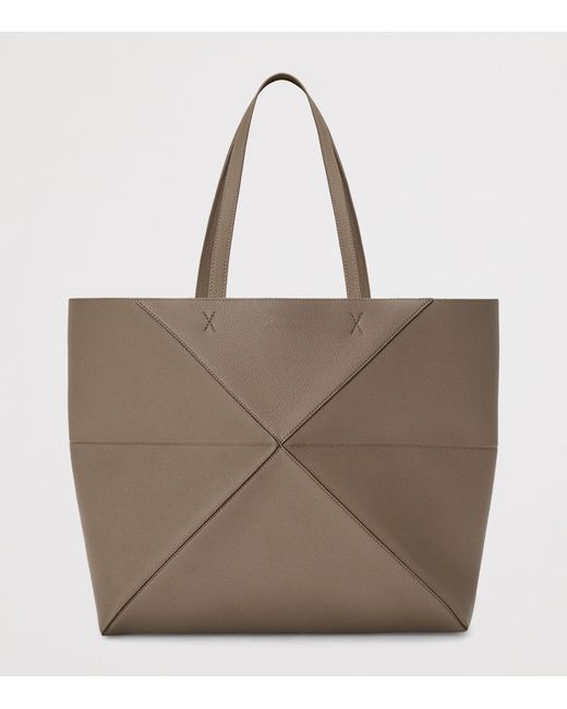 Loewe Brown Large Leather Puzzle Fold Tote Bag
