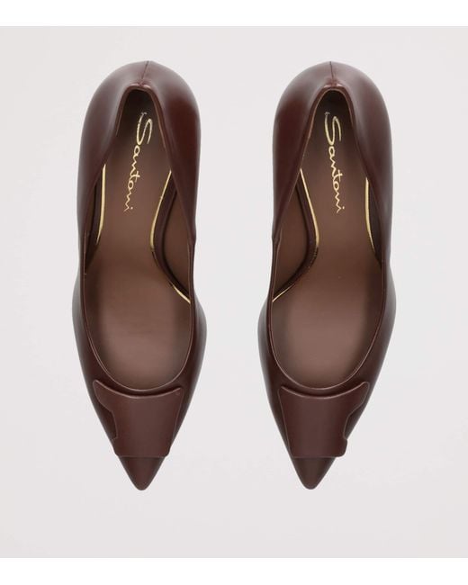 Santoni Brown Leather Sibille Pumps 85