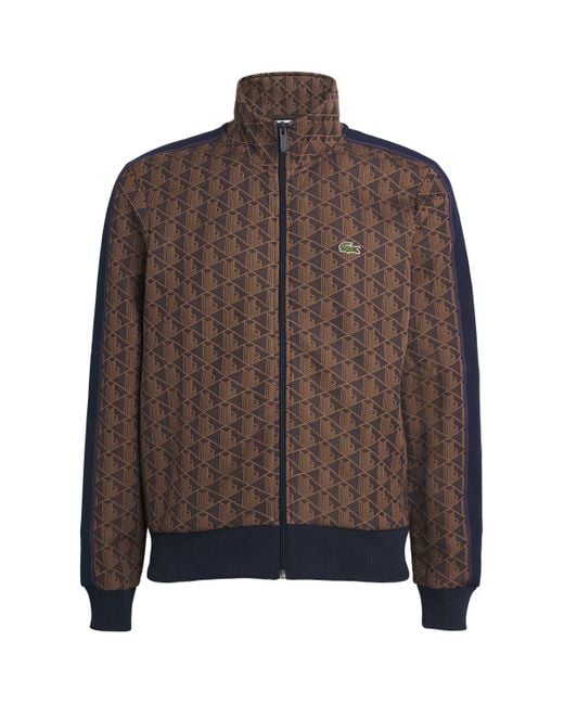 Lacoste Brown Jacquard Logo Track Jacket for men