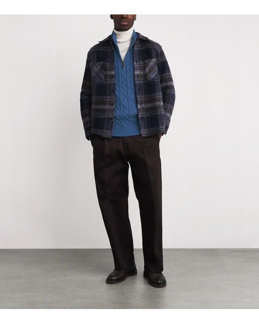 Polo Ralph Lauren Blue Cable-Knit Quarter-Zip Sweater for men