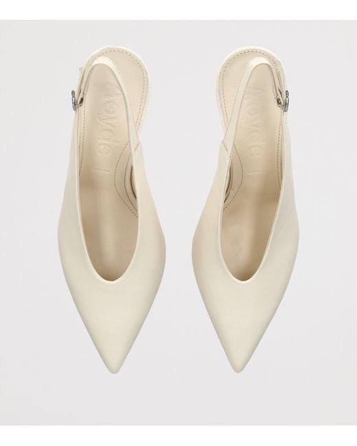 Aeyde White Leather Carla Slingback Pumps 75