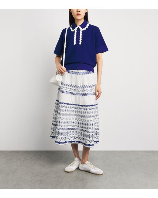 Molli Blue Virgin Wool Scalloped-Collar Sweater