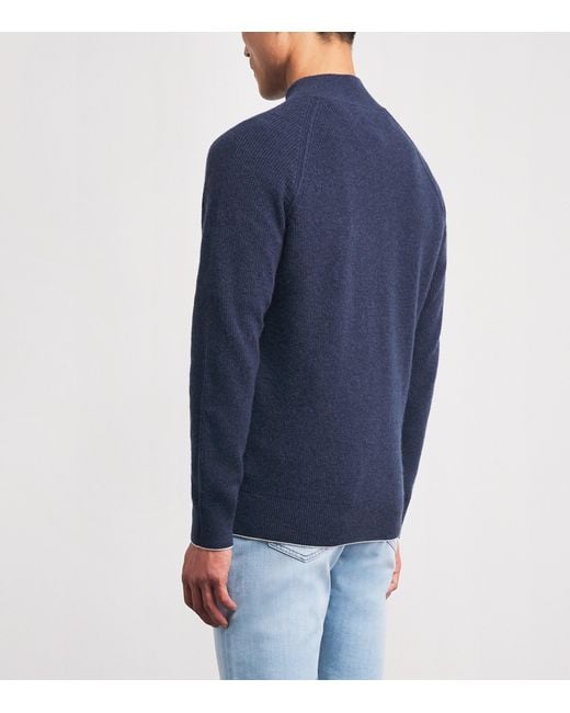 Eleventy Blue Wool Zip-Up Cardigan for men