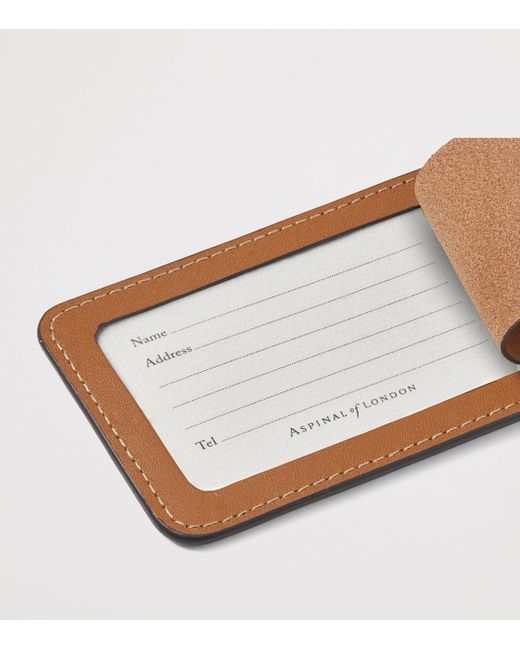 Aspinal Brown Leather Luggage Tag for men