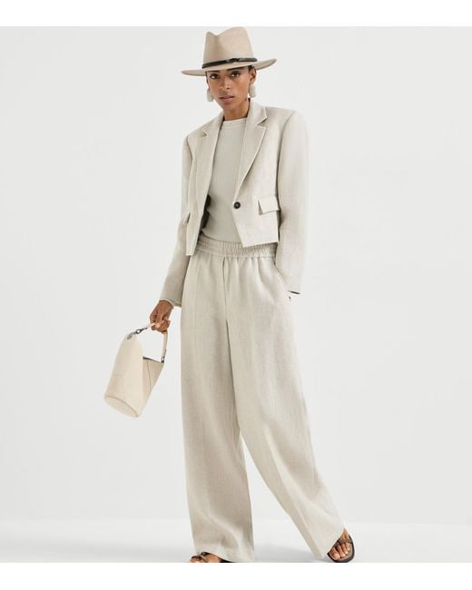 Brunello Cucinelli White Cashmere-Blend Sparkle Sweater