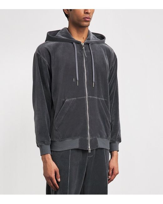 Tom Ford Gray Velour Zip-Up Hoodie for men