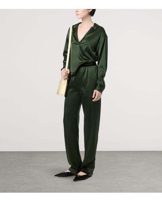 Tom Ford Green Silk Elasticated Trousers