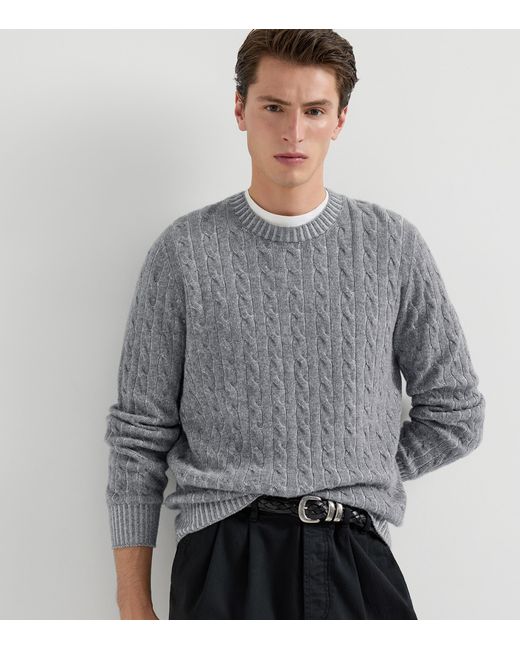 Brunello Cucinelli Gray Cashmere Cable-Knit Sweater for men